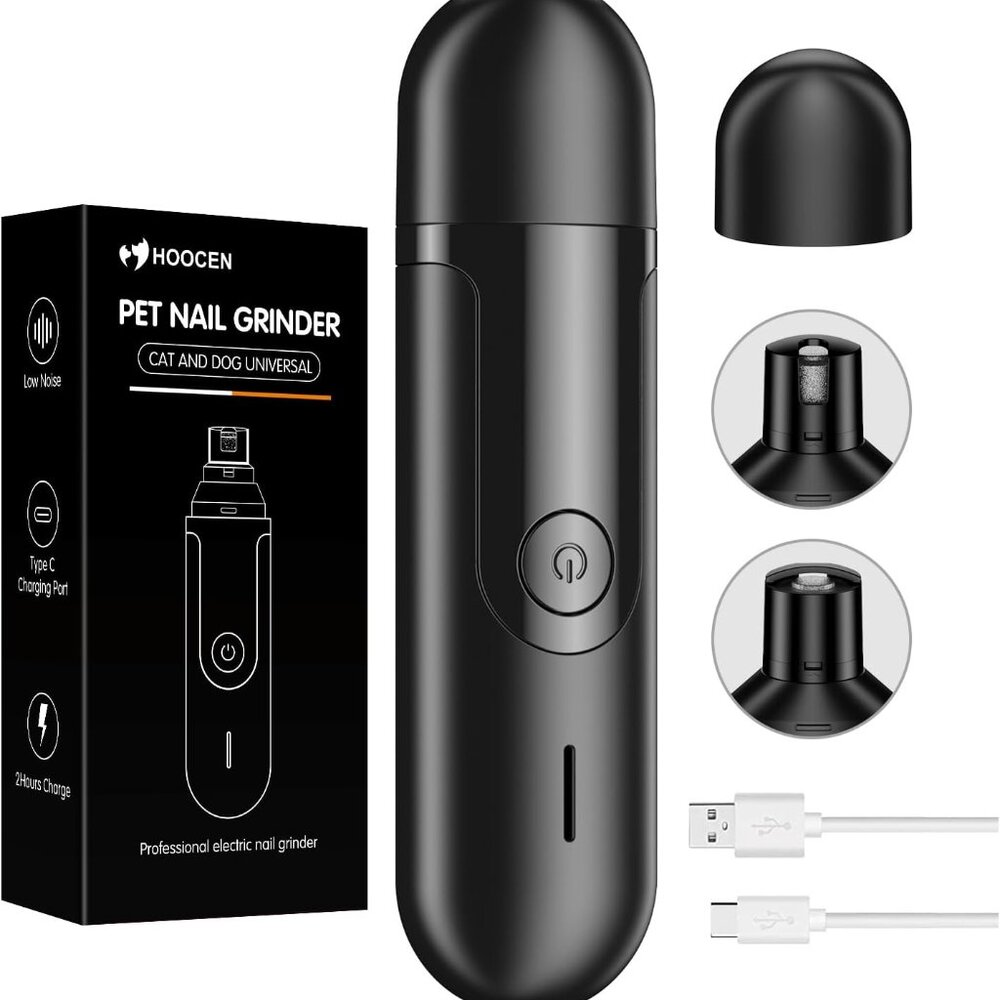 Dog Nail Grinder for dogs/cats of all Sizes. Quiet, Low Vibration Nail Trimmer